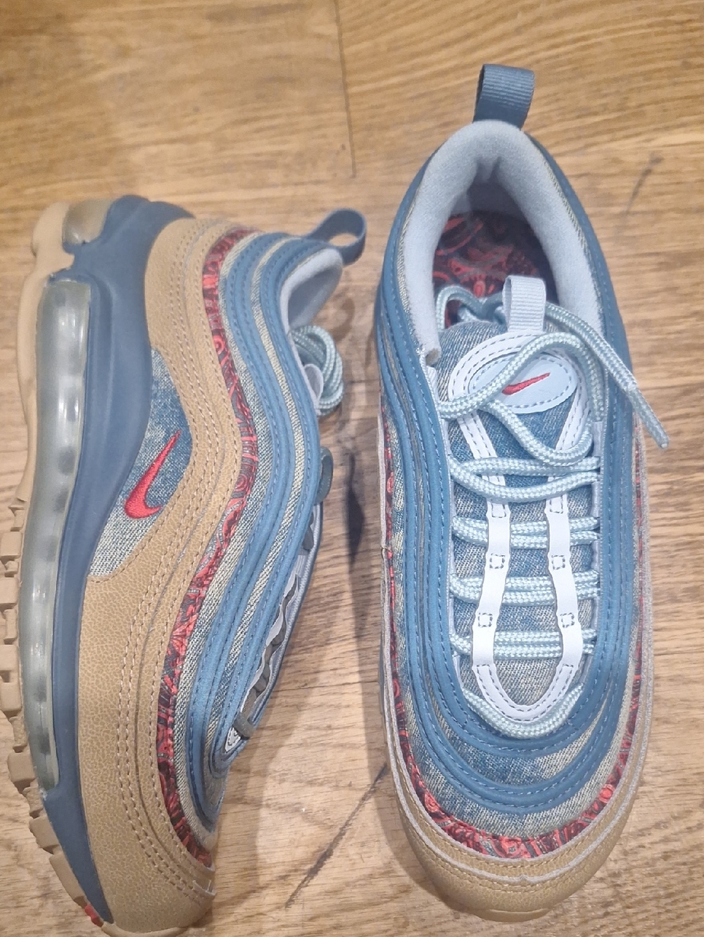 Nike Kids Blue, Tan and Red Air Max 97 Sneakers